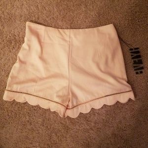 Pale pink scalloped high waisted shorts